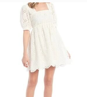 Chelsea & Violet White Eyelet Babydoll Mini Dress Size S